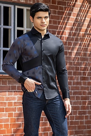 Black Giza Cotton Shirt by Sazvit