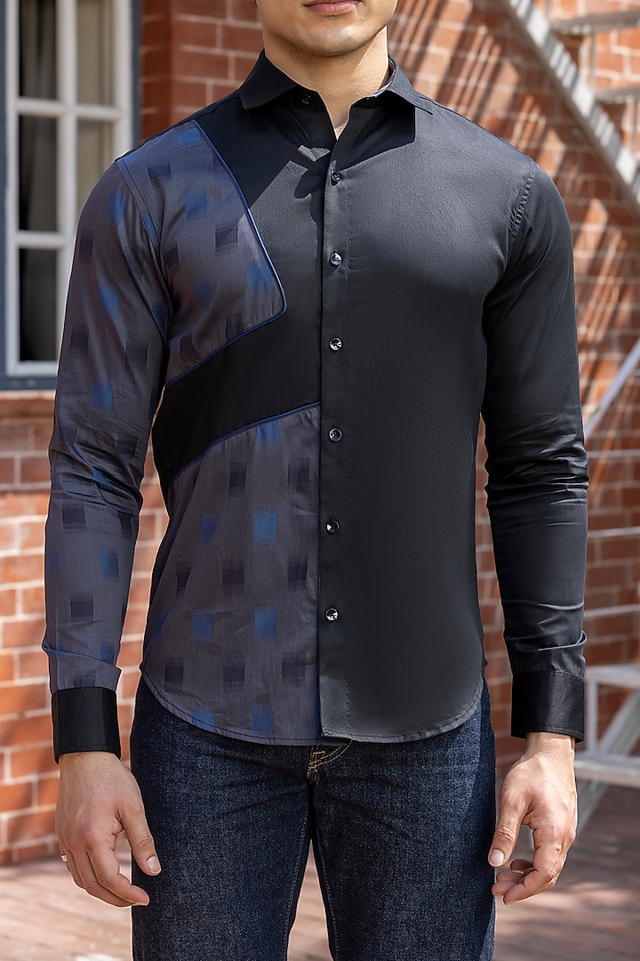 Black Giza Cotton Summer Shirt by Sazvit at Pernia's Pop Up Shop