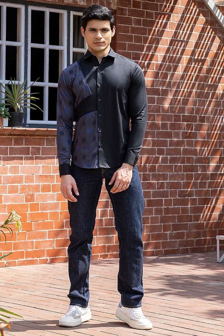 Black Giza Cotton Summer Shirt by Sazvit at Pernia's Pop Up Shop
