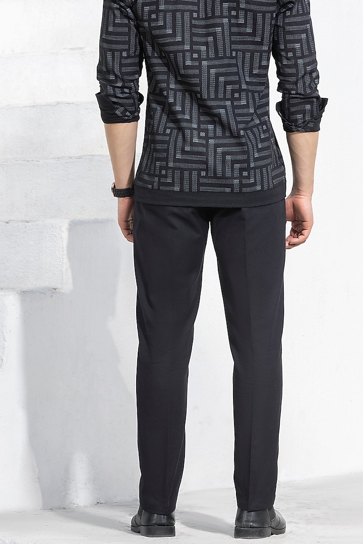 Black Cotton Linen Trousers by Sazvit at Pernia's Pop Up Shop