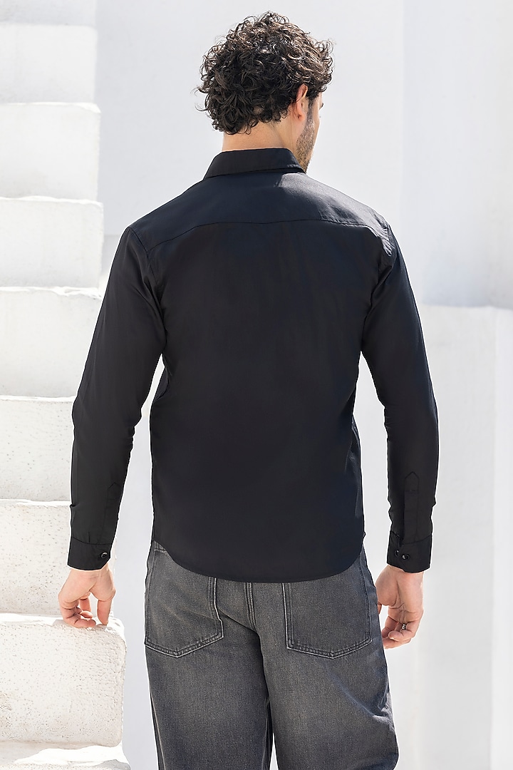 Black Giza Cotton Summer Shirt by Sazvit at Pernia's Pop Up Shop