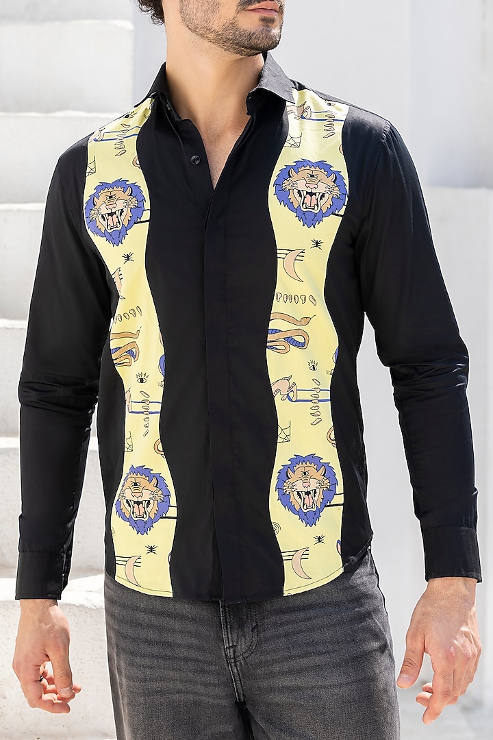 Black Giza Cotton Summer Shirt by Sazvit at Pernia's Pop Up Shop