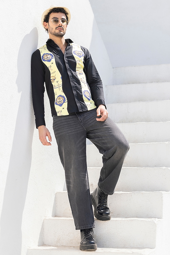 Black Giza Cotton Summer Shirt by Sazvit at Pernia's Pop Up Shop