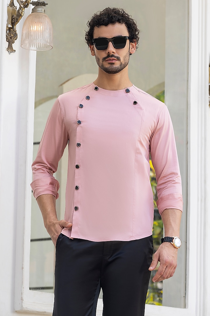 Pink Giza Cotton Shirt by Sazvit