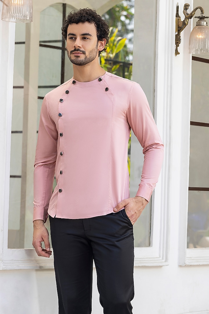 Pink Giza Cotton Summer Shirt by Sazvit at Pernia's Pop Up Shop