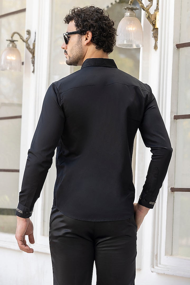 Black Giza Cotton Summer Shirt by Sazvit at Pernia's Pop Up Shop