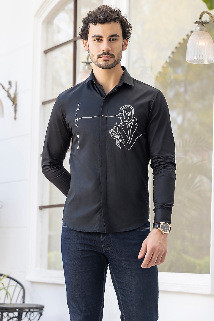 Black Giza Cotton Shirt by Sazvit