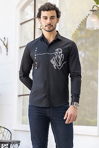 Black Giza Cotton Shirt by Sazvit