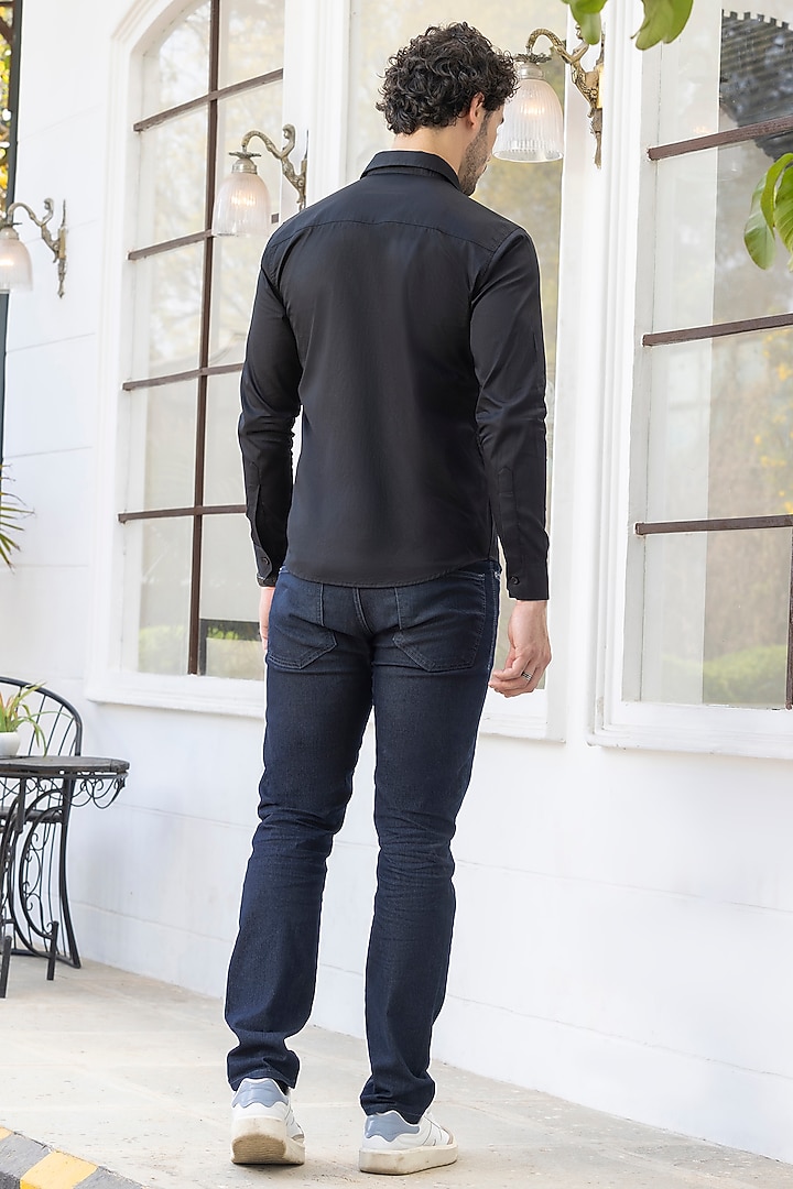 Black Giza Cotton Summer Shirt by Sazvit at Pernia's Pop Up Shop