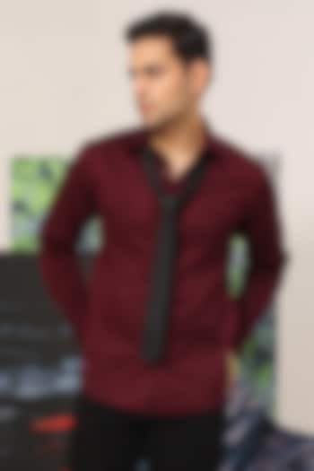 Maroon Giza Cotton Summer Shirt by Sazvit at Pernia's Pop Up Shop