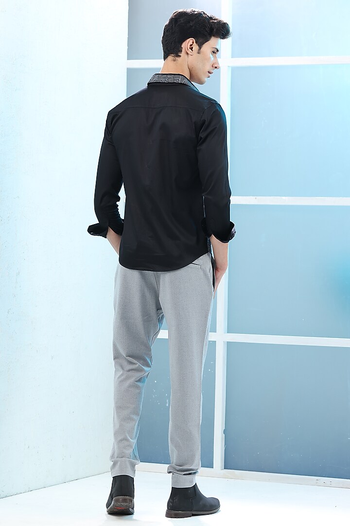 Black Giza Cotton Printed Summer Shirt by Sazvit at Pernia's Pop Up Shop