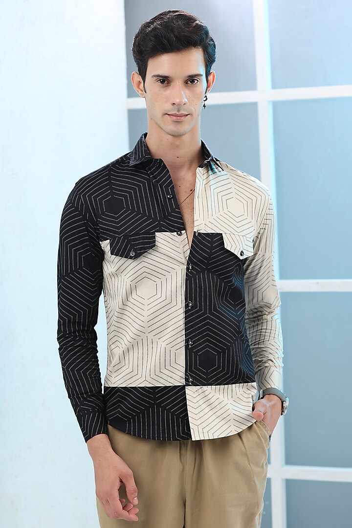Black Giza Cotton & Linen Summer Shirt by Sazvit at Pernia's Pop Up Shop