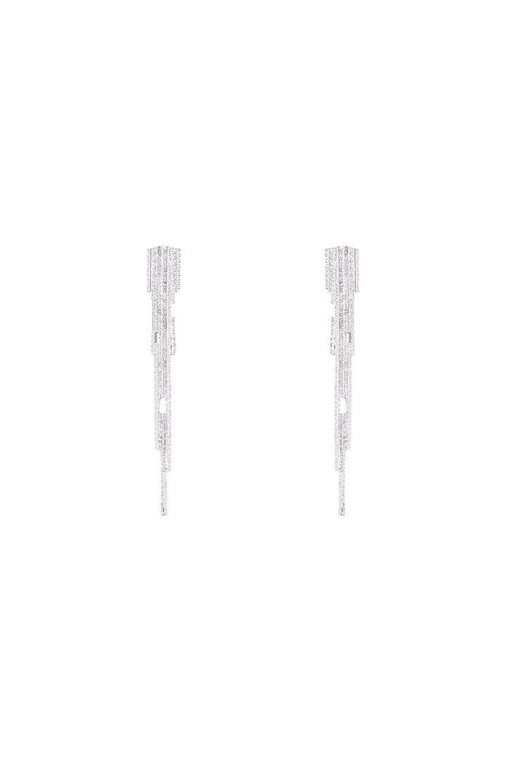 Silver Plated Textured Long Spike Earrings by Flowerchild By Shaheen Abbas