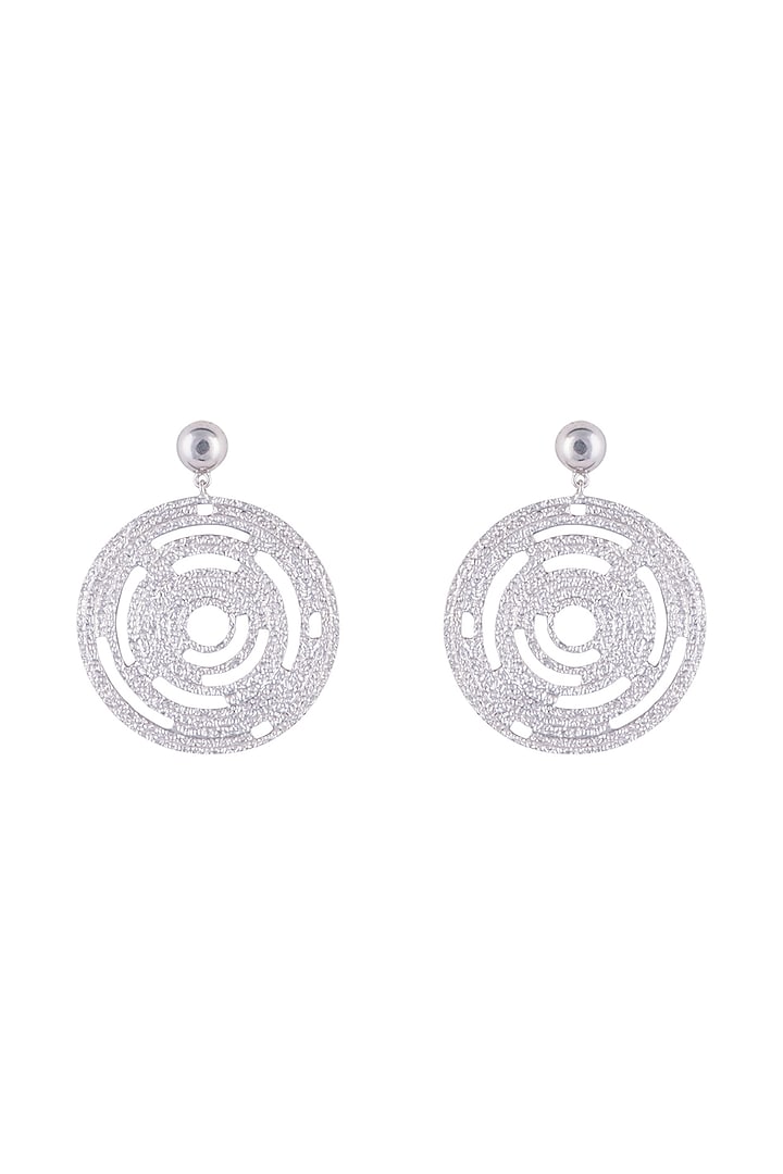 Silver Plated Textured Circle Earrings by Flowerchild By Shaheen Abbas