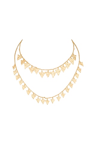 Gold Plated Textured Layered Necklace by Flowerchild By Shaheen Abbas