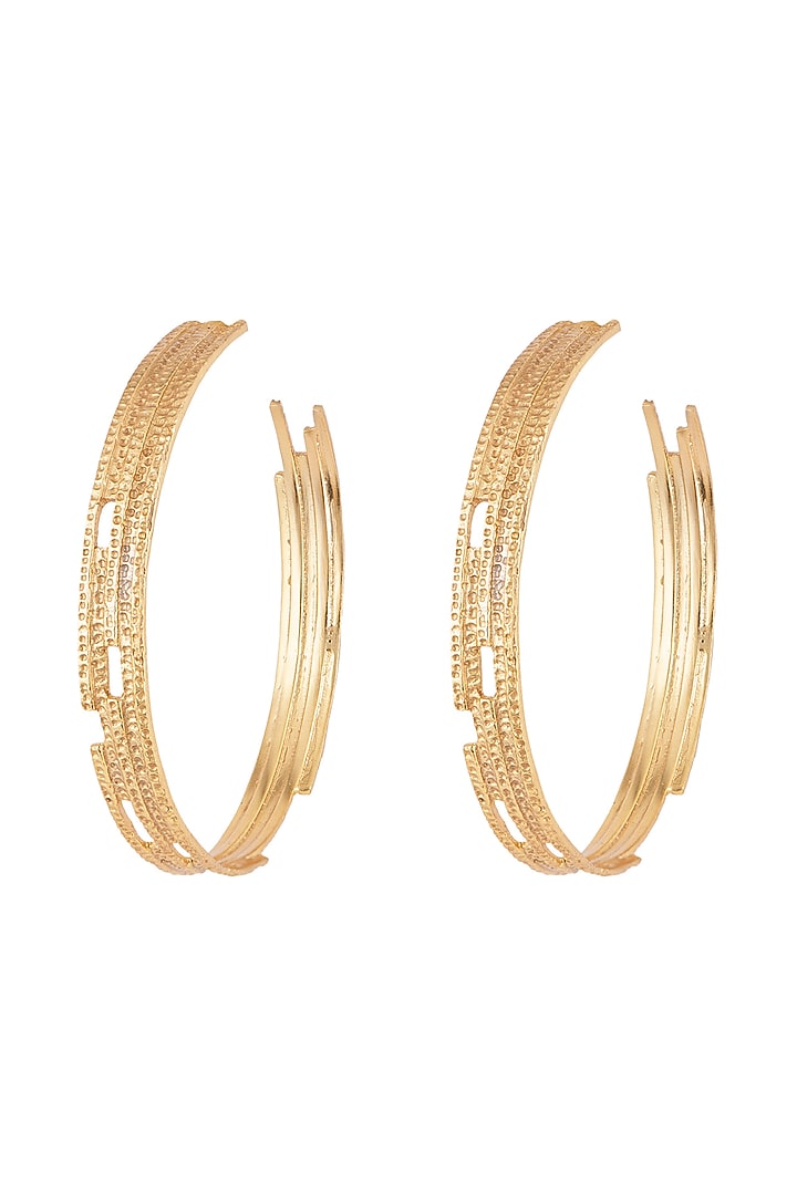 Gold Plated Textured Oversized Hoop Earrings Design by Flowerchild By ...