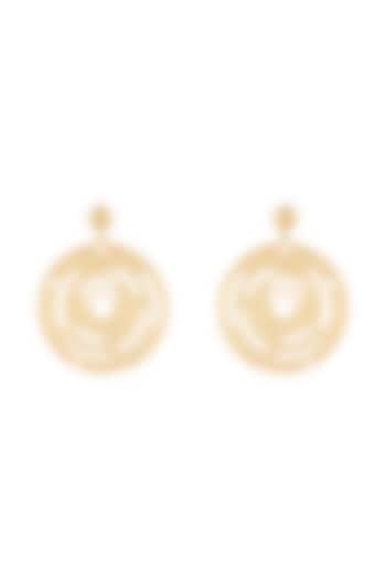 Gold Plated Textured Circle Earrings by Flowerchild By Shaheen Abbas