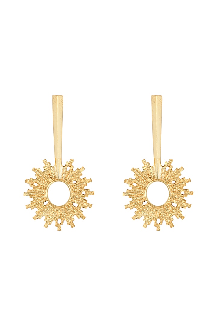 Gold Plated Textured Spike Earrings by Flowerchild By Shaheen Abbas