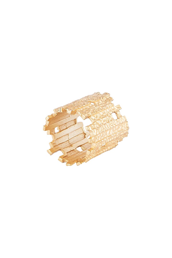 Gold Plated Textured Ring by Flowerchild By Shaheen Abbas at Pernia's Pop Up Shop