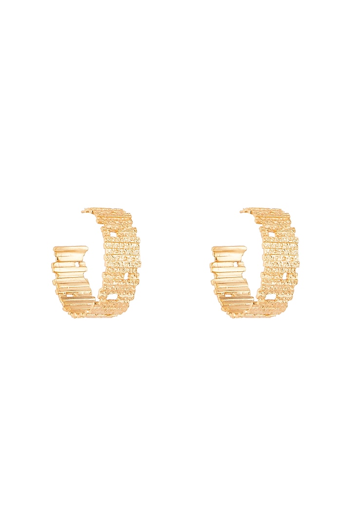 Gold Plated Textured Hoop Earrings Design by Flowerchild By Shaheen ...