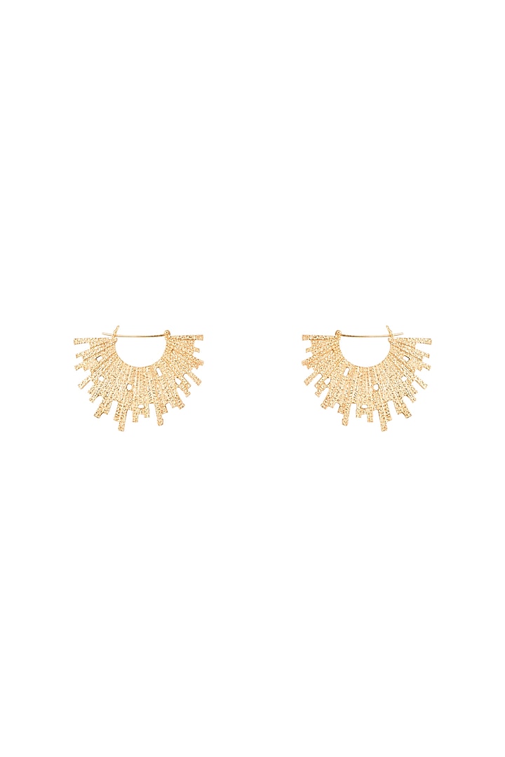 Gold Plated Textured Spiked Hoop Earrings by Flowerchild By Shaheen Abbas