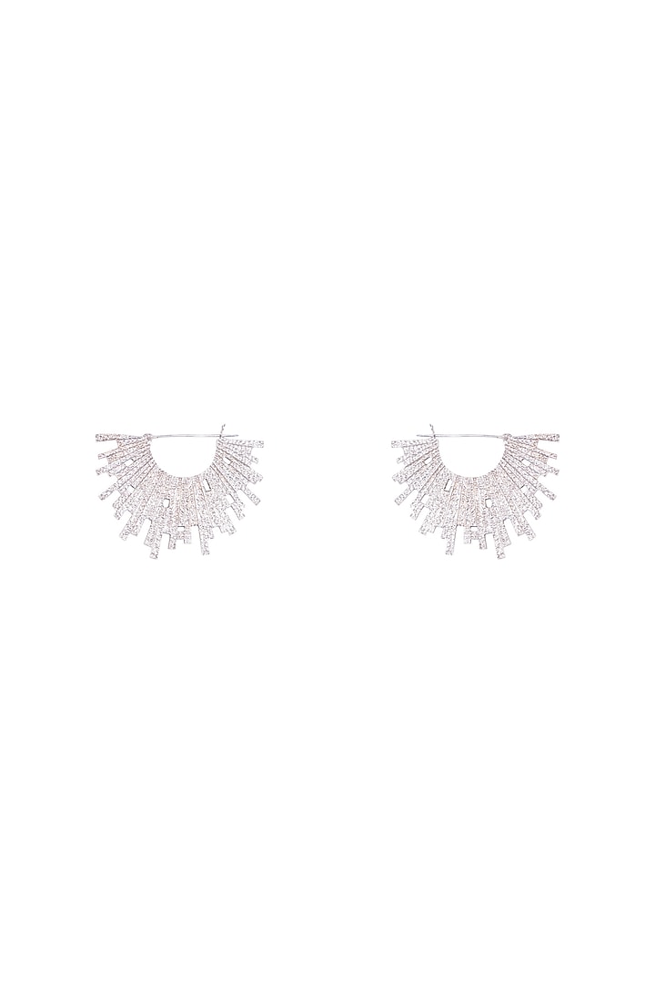 Silver Plated Textured Spiked Hoop Earrings by Flowerchild By Shaheen Abbas
