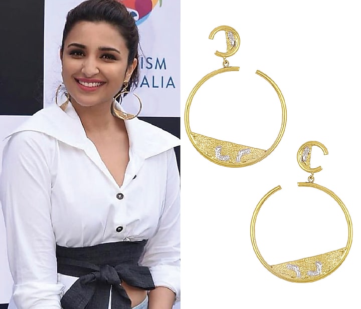 Gold plated hoop earrings available only at Pernia's Pop Up Shop.