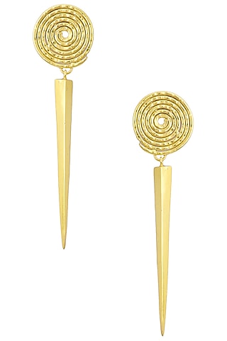 Gold Plated Spiral Detailing Earrings by Flowerchild By Shaheen Abbas