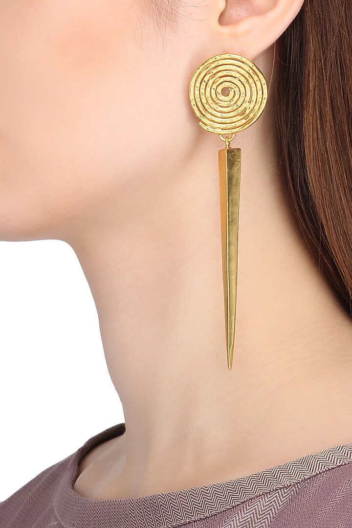 Gold plated spiral detailing earrings available only at Pernia's Pop Up Shop.