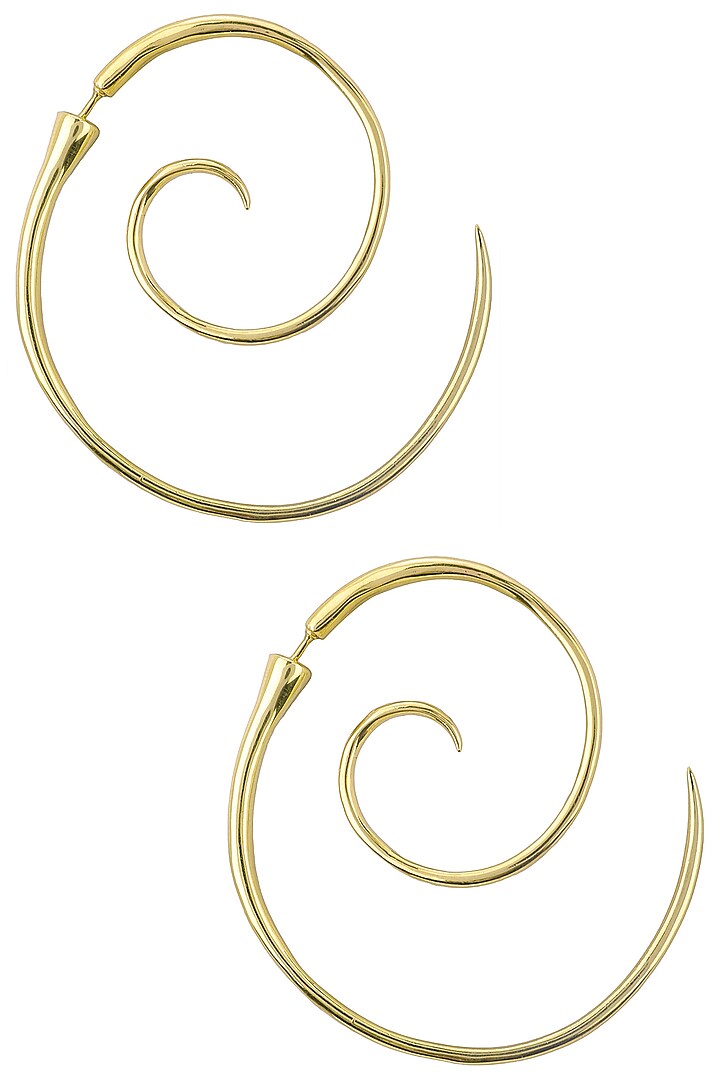 Gold Plated Spiral Earrings by Flowerchild By Shaheen Abbas