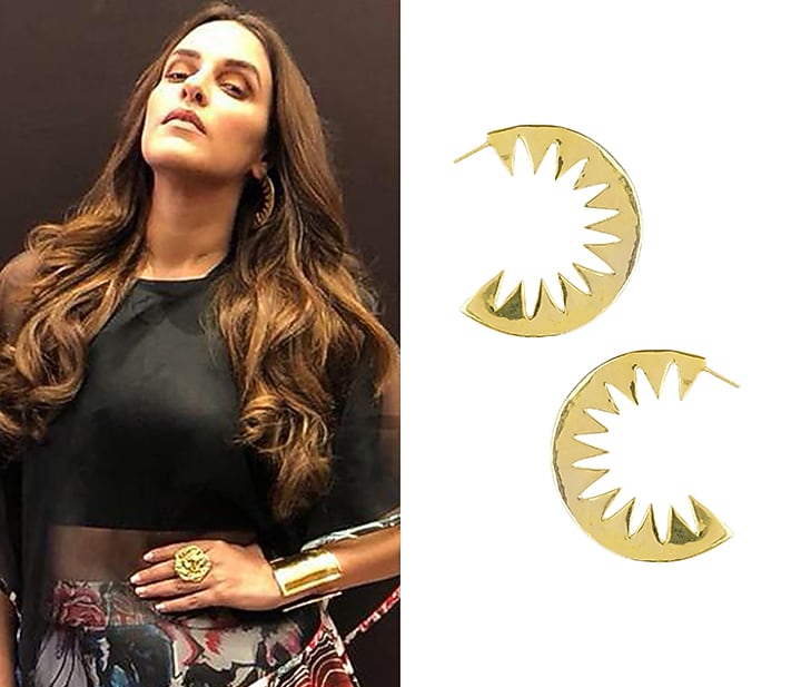 Gold plated cresent shaped earrings available only at Pernia's Pop Up Shop.