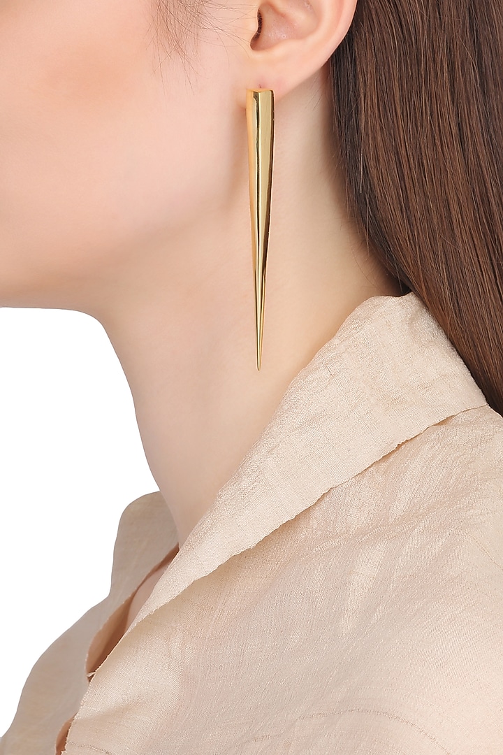 Gold plated spike earrings available only at Pernia's Pop Up Shop.