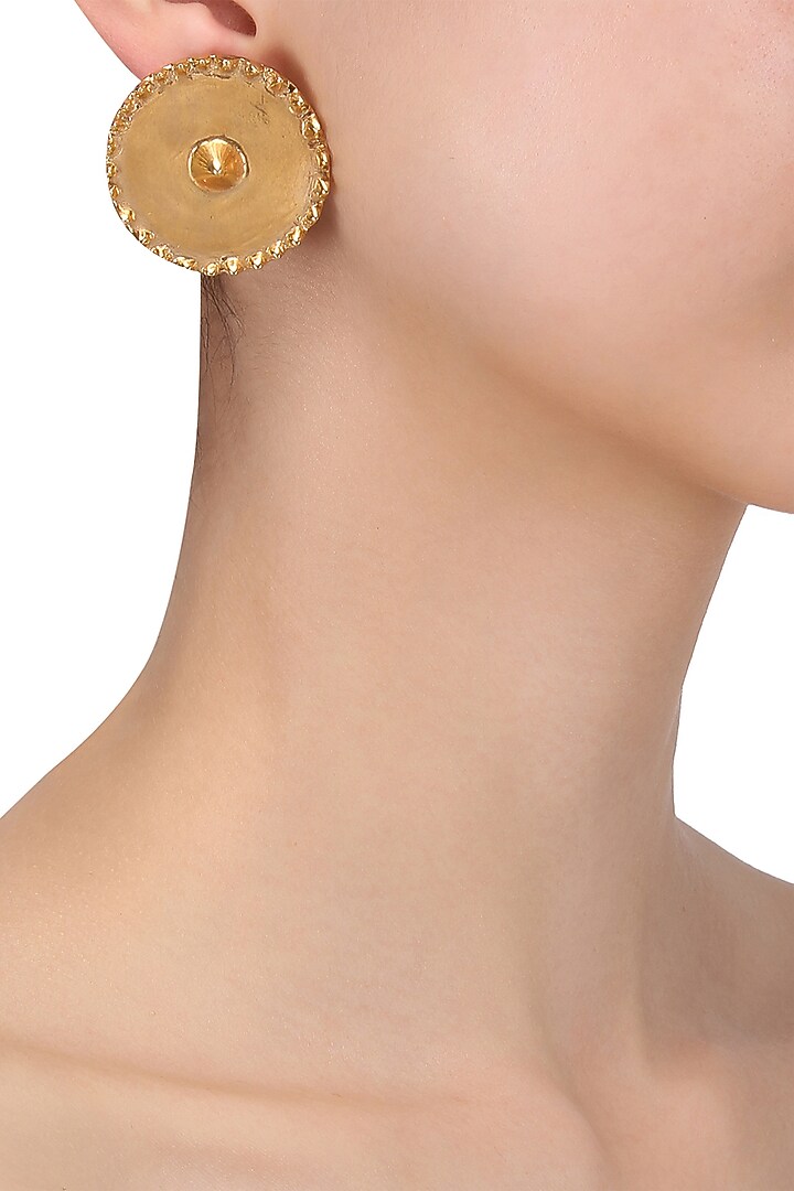 Gold plated round stud earrings available only at Pernia's Pop Up Shop.