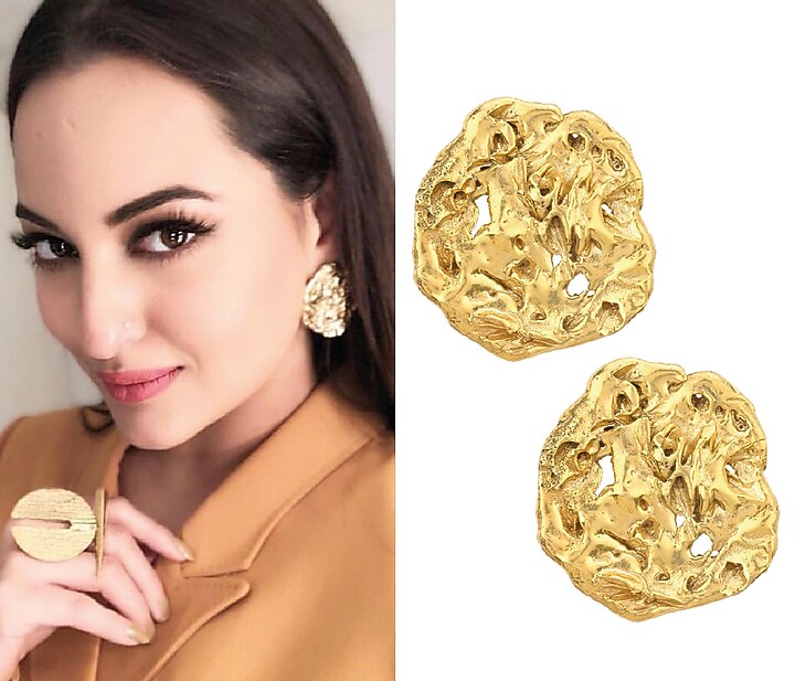 Gold plated abstract stud earrings available only at Pernia's Pop Up Shop.
