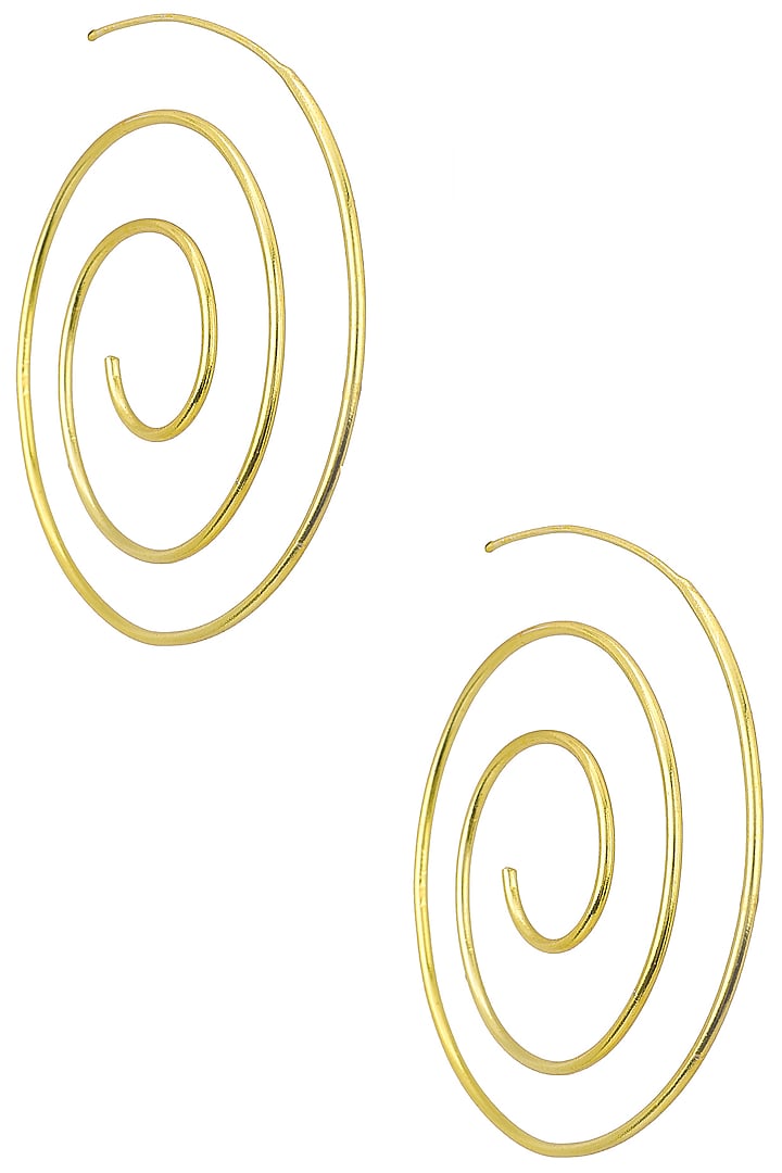 Gold Plated Spiral Hoop Earrings by Flowerchild By Shaheen Abbas