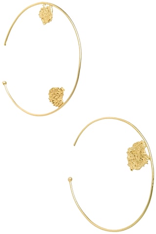 Gold Plated Oversized Hoop Earrings by Flowerchild By Shaheen Abbas
