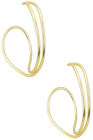Gold Plated Open Hoop Spiral Earrings by Flowerchild By Shaheen Abbas