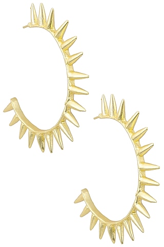 Gold Plated Open Hoop Spike Earrings by Flowerchild By Shaheen Abbas
