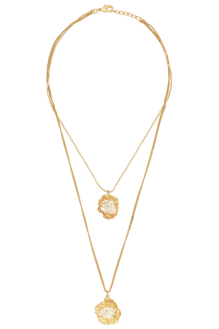 Gold plated textured double layer necklace available only at Pernia's Pop Up Shop.