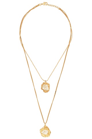 Gold Plated Textured Double Layer Necklace by Flowerchild By Shaheen Abbas