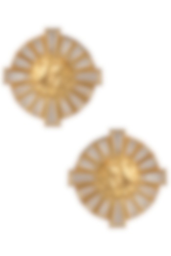 Gold Plated Stones Stud Earrings by Flowerchild By Shaheen Abbas