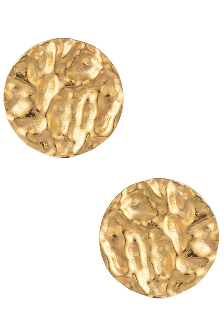 Gold Plated Textured Stud Earrings by Flowerchild By Shaheen Abbas