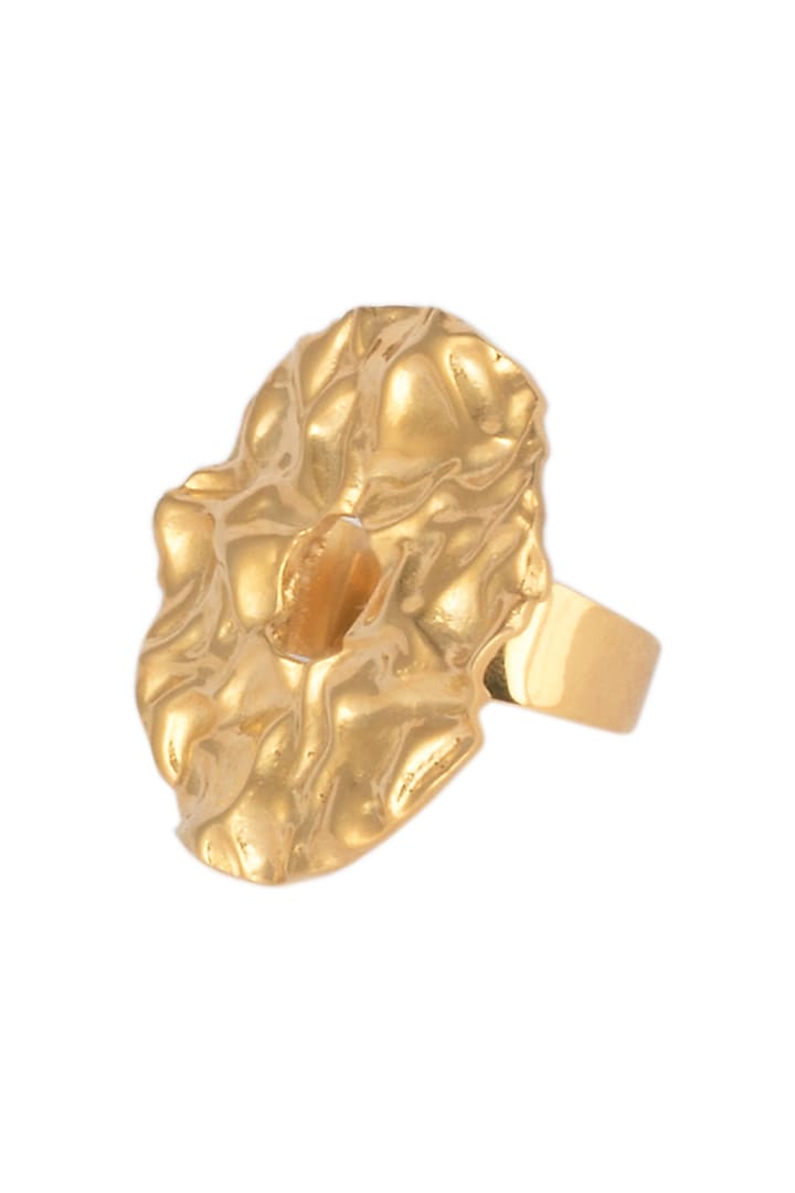 Gold Plated Circular Textured Ring by Flowerchild By Shaheen Abbas