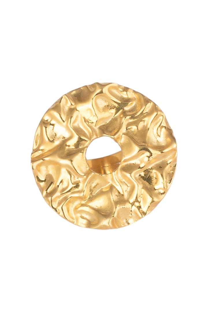 Gold plated circular textured ring available only at Pernia's Pop Up Shop.