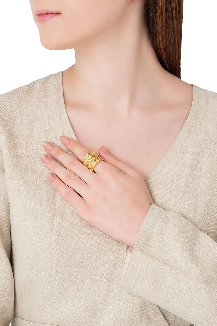 Gold plated textured ring available only at Pernia's Pop Up Shop.