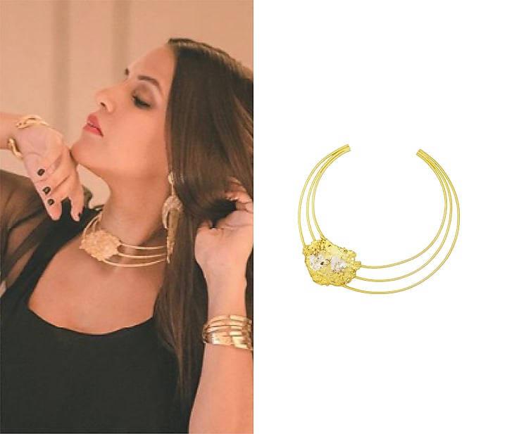 Gold plated textured choker necklace available only at Pernia's Pop Up Shop.