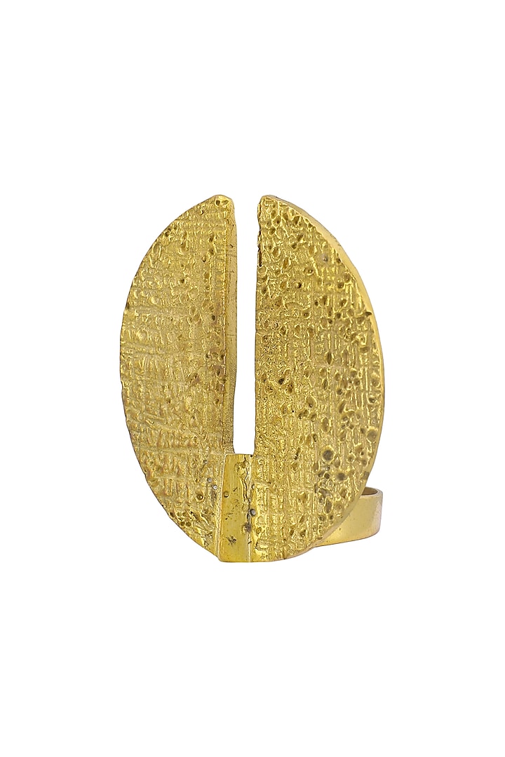 Gold Plated Textured Cutout Ring by Flowerchild By Shaheen Abbas