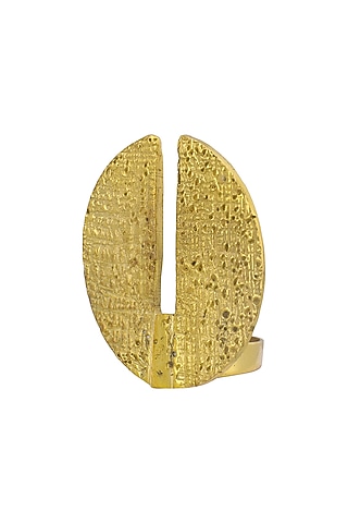 Gold Plated Textured Cutout Ring by Flowerchild By Shaheen Abbas