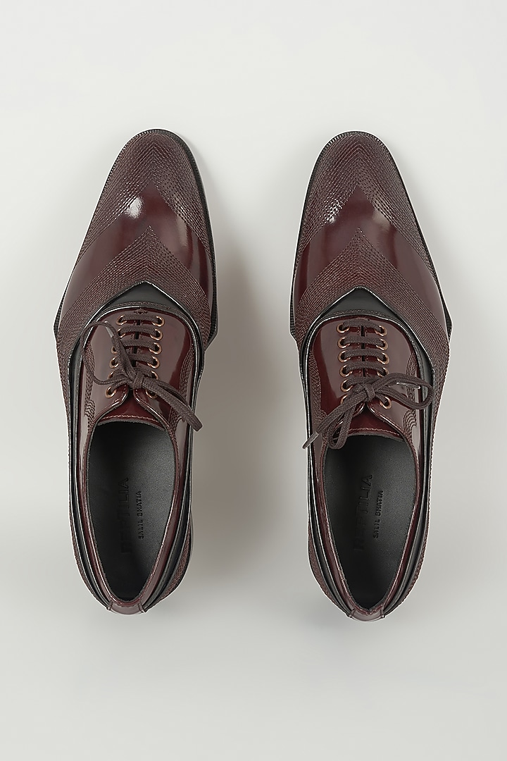 Oxblood Panelled Leather Vintage Oxford Shoes by SALIL BHATIA at Pernia's Pop Up Shop