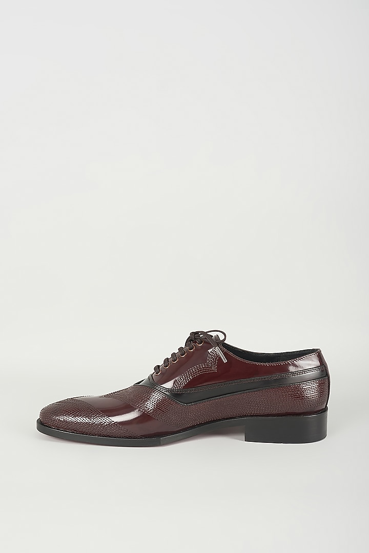 Oxblood Panelled Leather Vintage Oxford Shoes by SALIL BHATIA at Pernia's Pop Up Shop